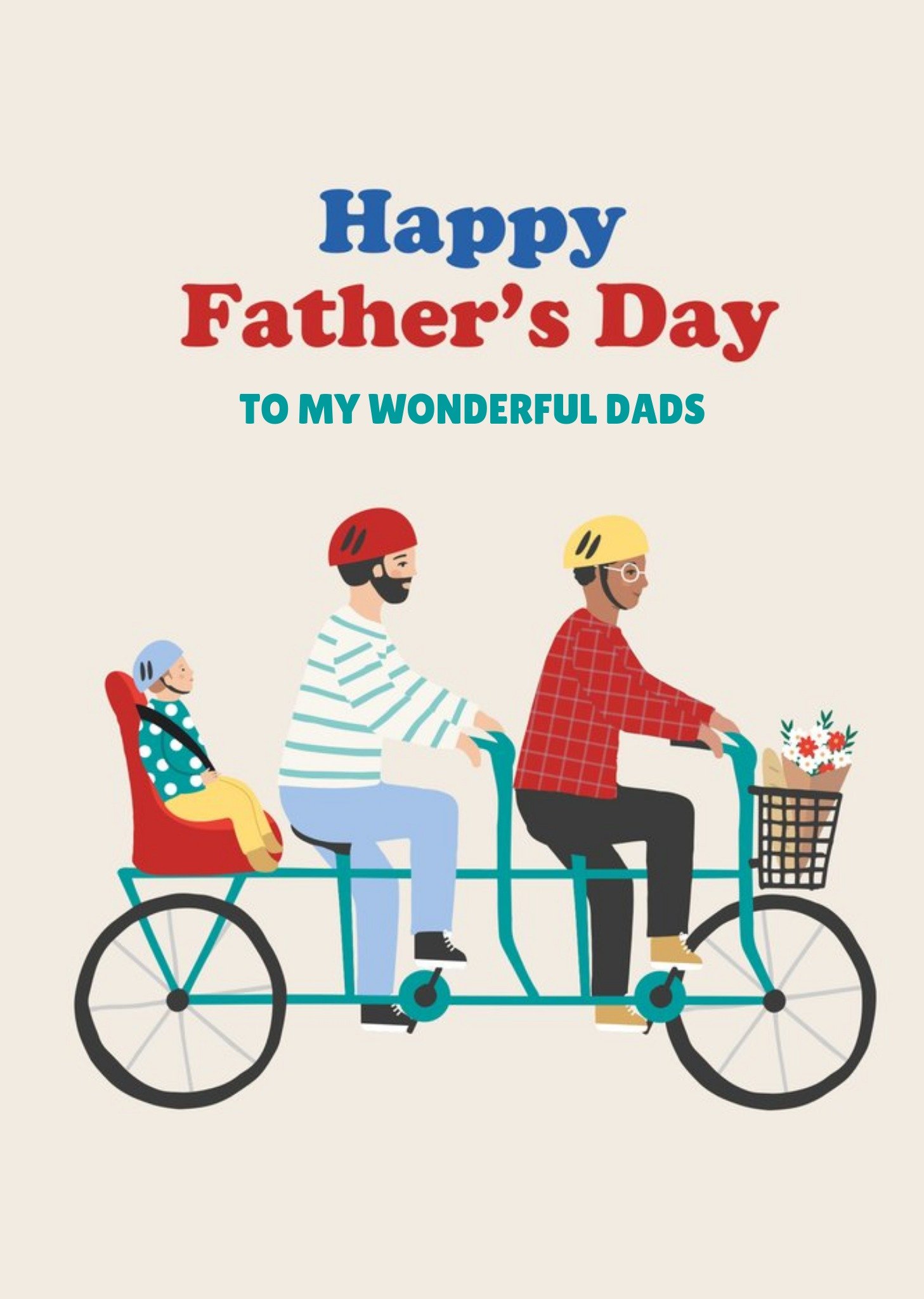 Moonpig Illustrated Tandem Bicycle To My Wonderful Dads Father's Day Card