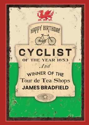 Wales Cyclist Of The Year Personalised Card