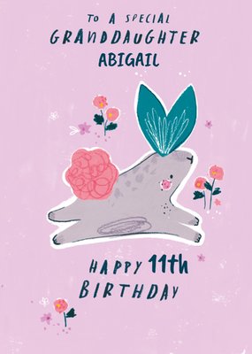 Hotchpotch To A Special Granddaughter Sweet Illustrated Bunny Rabbit 11th Birthday Card