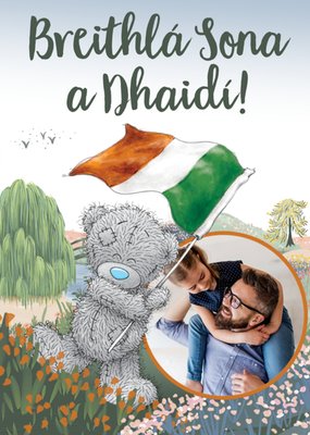 Tatty Teddy Ireland Flag Illustration Gaelic Birthday Card