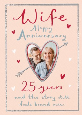 Wife 25 Years Happy Anniversary Photo Upload Card