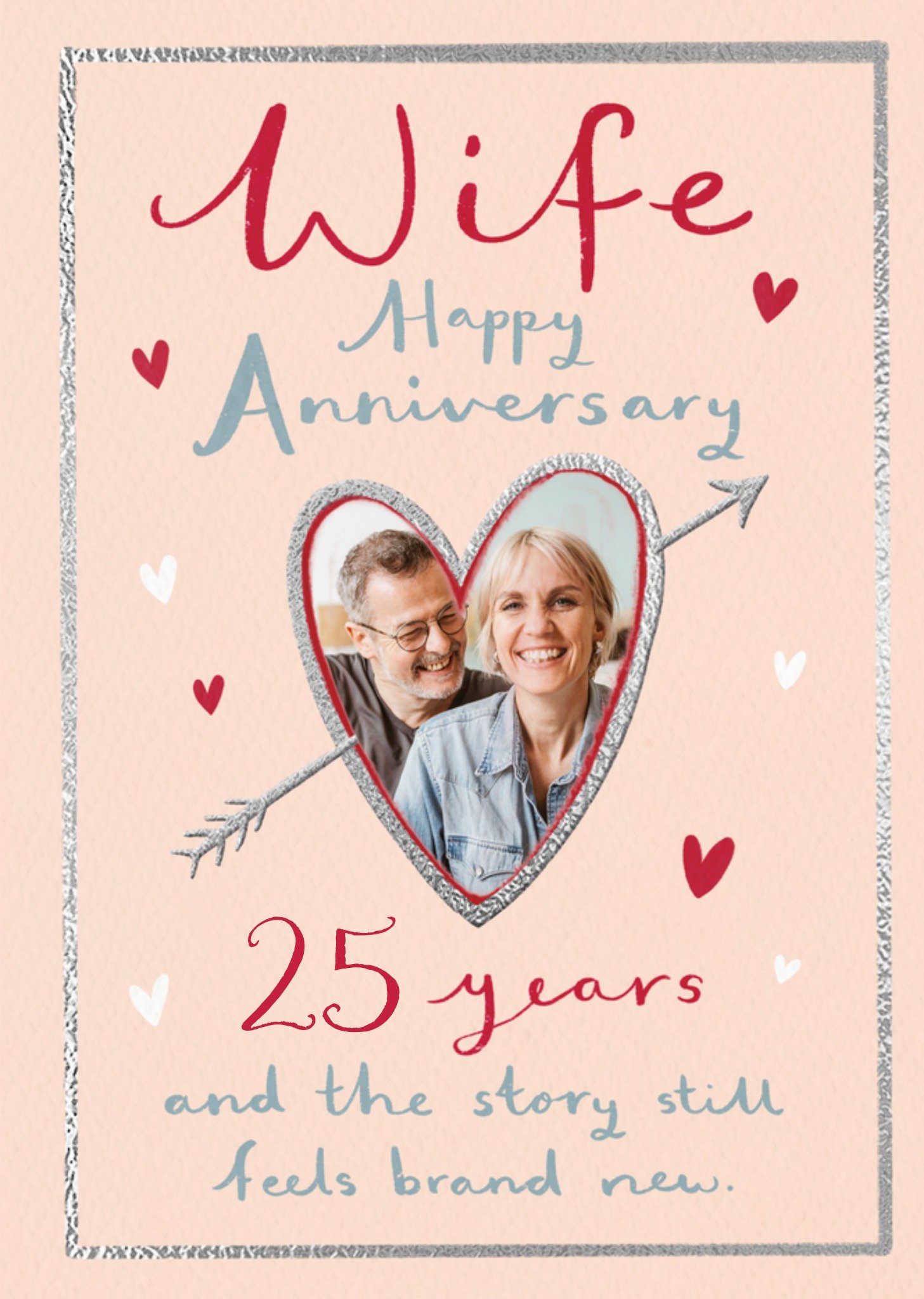 Moonpig Wife 25 Years Happy Anniversary Photo Upload Card