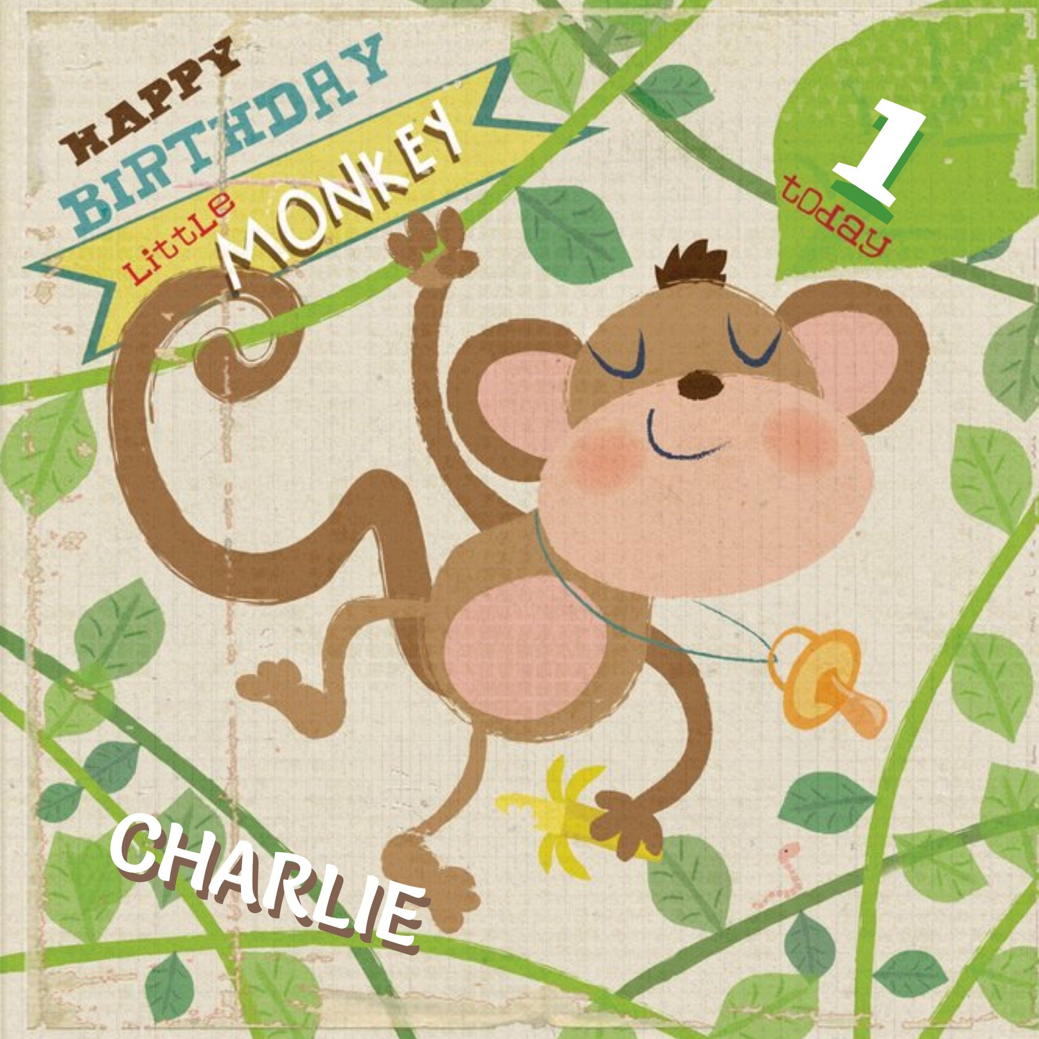 Moonpig Little Monkey In The Trees Personalised Happy 1st Birthday Card