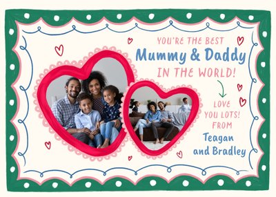 Adoring You're The Best Mummy And Daddy In The World Hand Painted Valentine's Day Card