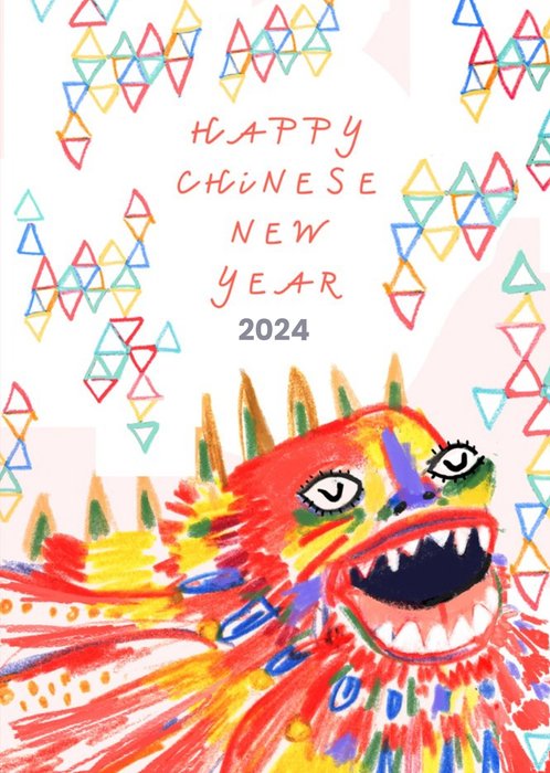 Colourful Illustration Of A Dragon Chinese New Year Card