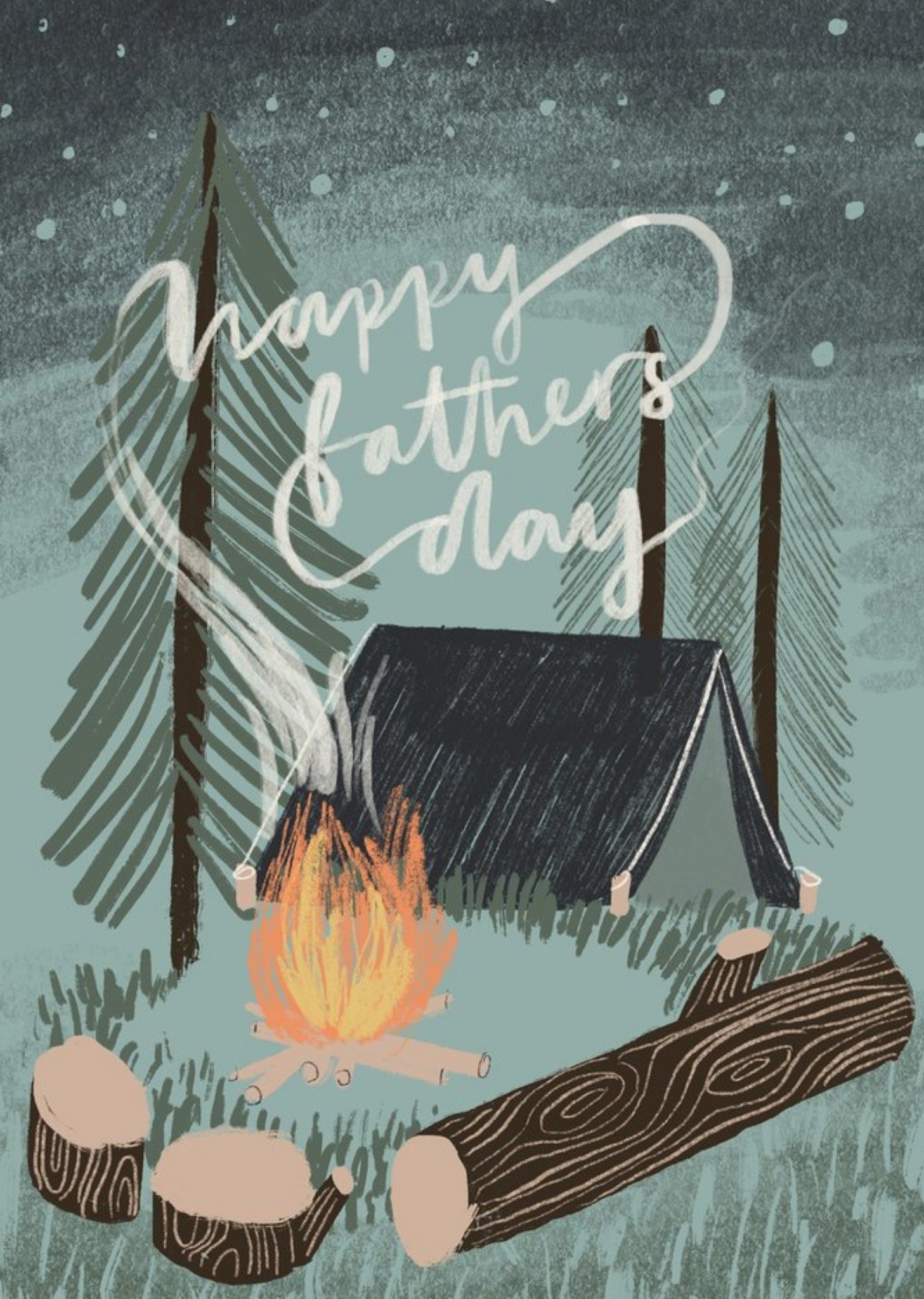 Moonpig Illustrated Camping Scene Happy Father's Day Card