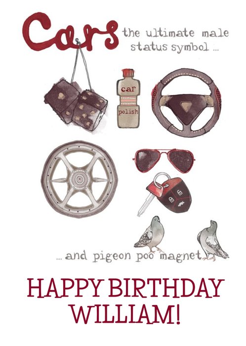 Car Parts Happy Birthday Card