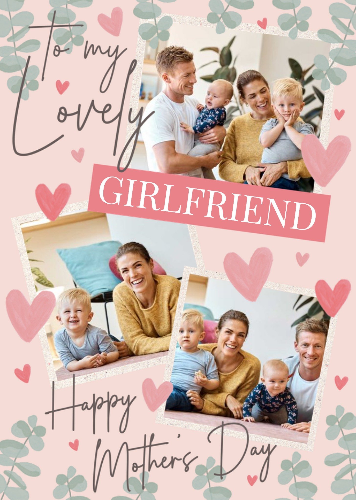 Moonpig Three Photo Frames With Handwritten Typography Mother's Day Photo Upload Card