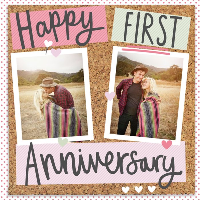 Pinboard Happy 1St Anniversary Photo Upload Card