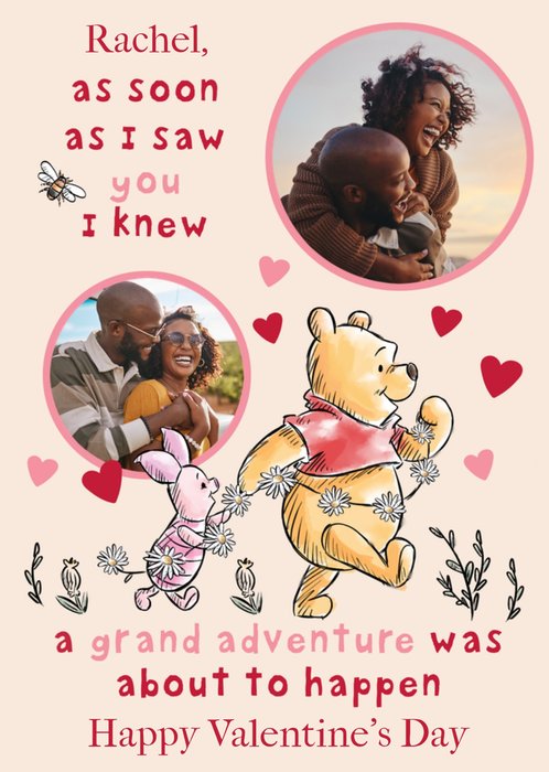 Winnie The Pooh Photo Upload Valentine's Day Card