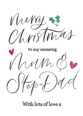 Modern Typographic Mum And Stepdad Christmas Card