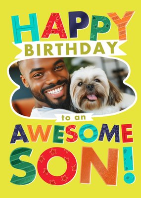 Awesome Son Photo Upload Birthday Card