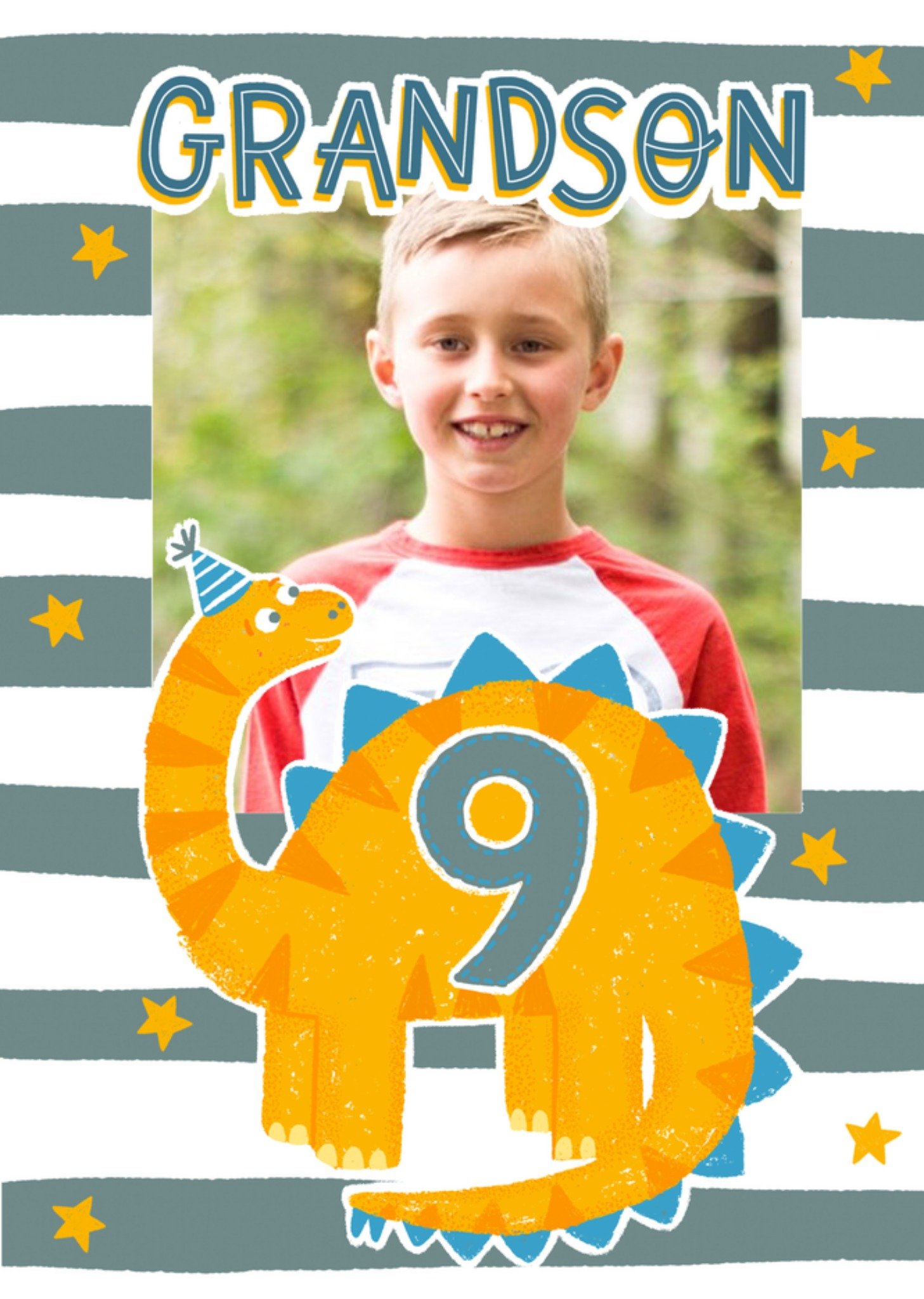 Moonpig Cute Dinosaur Grandson Photo Upload 9th Birthday Card