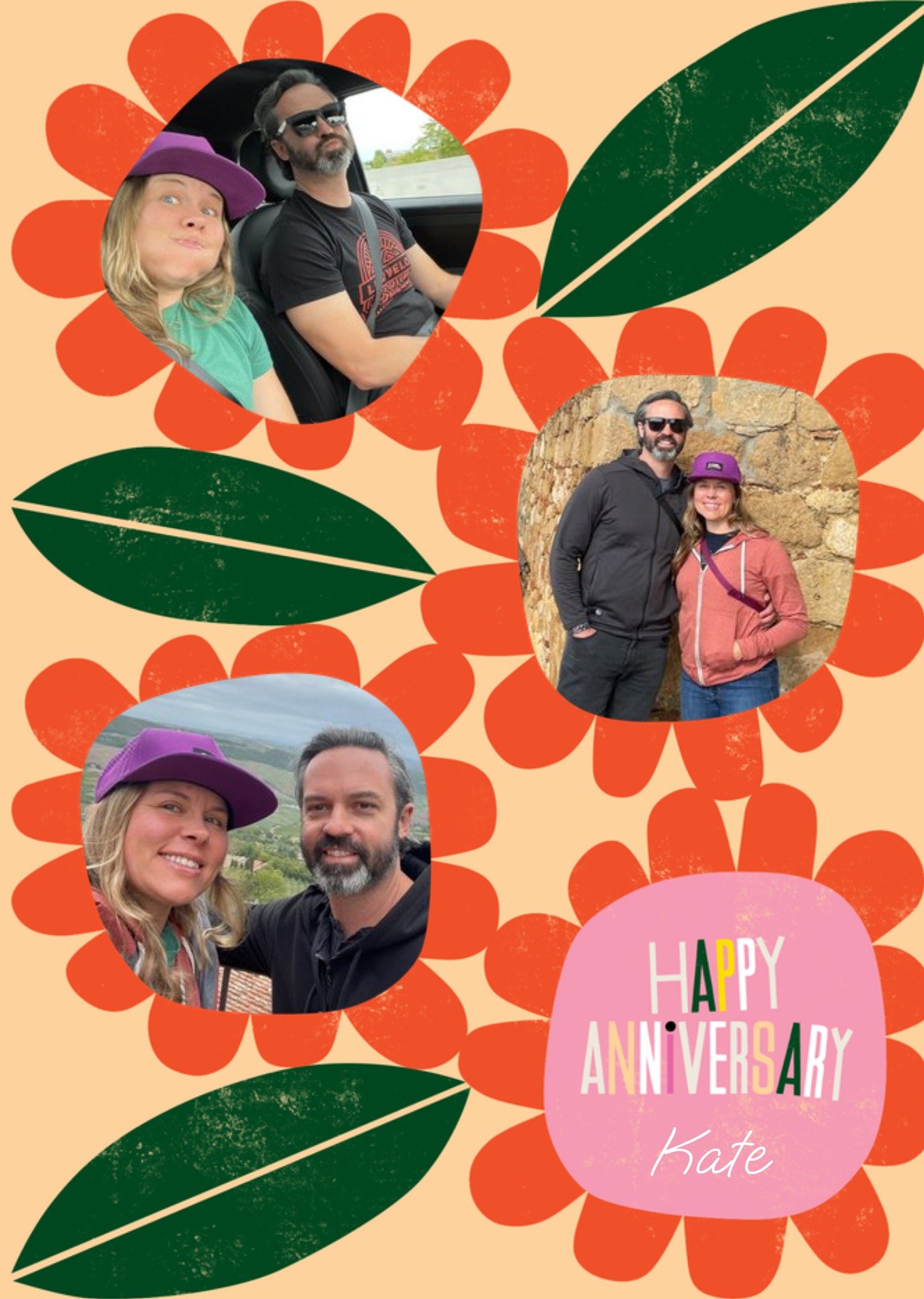 Moonpig Kate Smith Co. Flower Pattern Anniversary Card