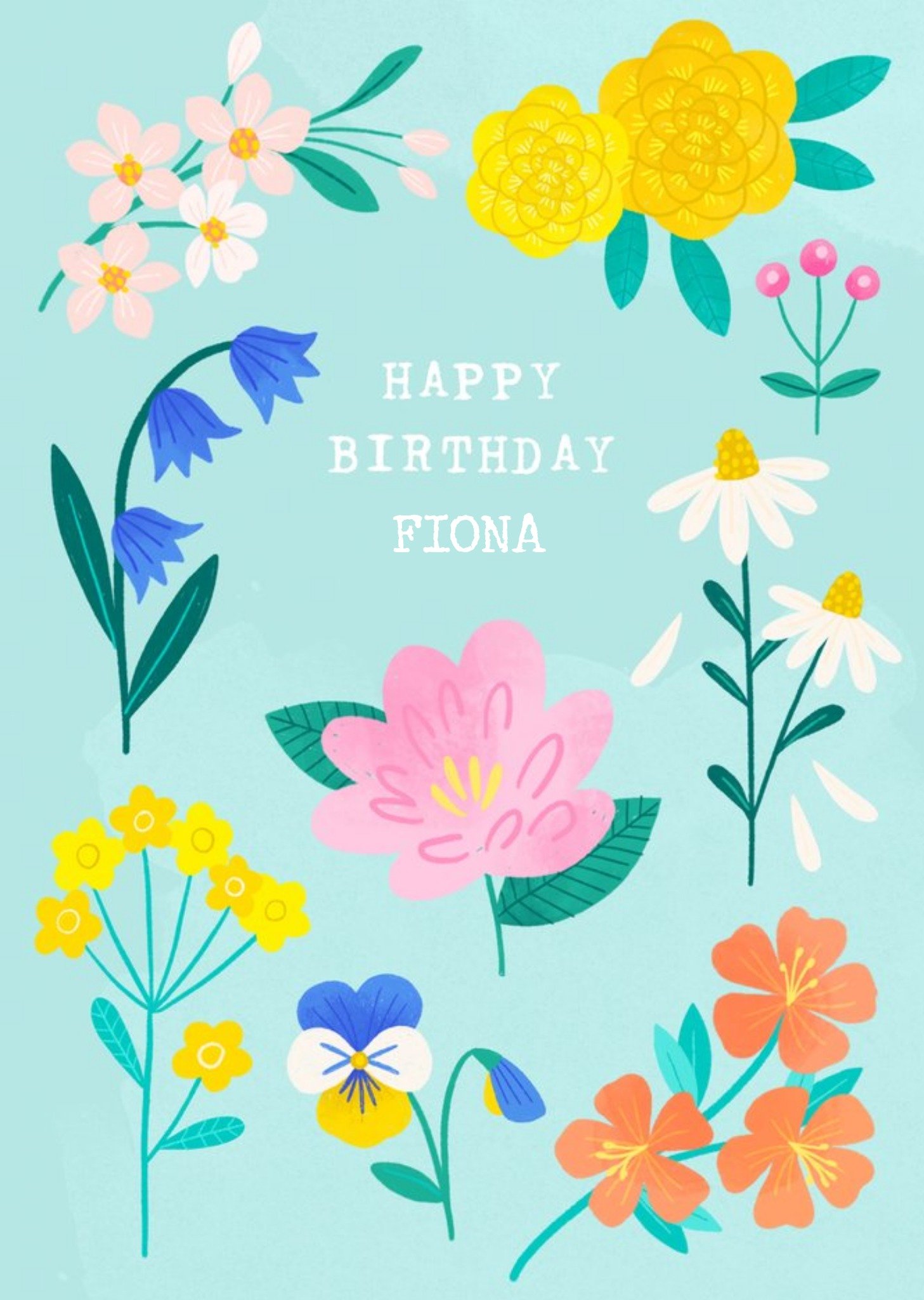Moonpig Illustrated Floral Happy Birthday Card