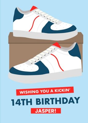 Sneakers Wishing You A Kickin 14th Birthday Happy Birthday Card