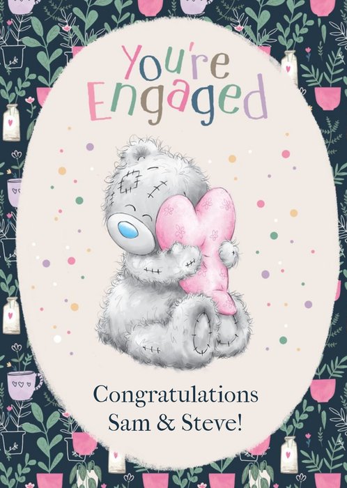 Tatty Teddy Plants Pattern You're Engaged Card