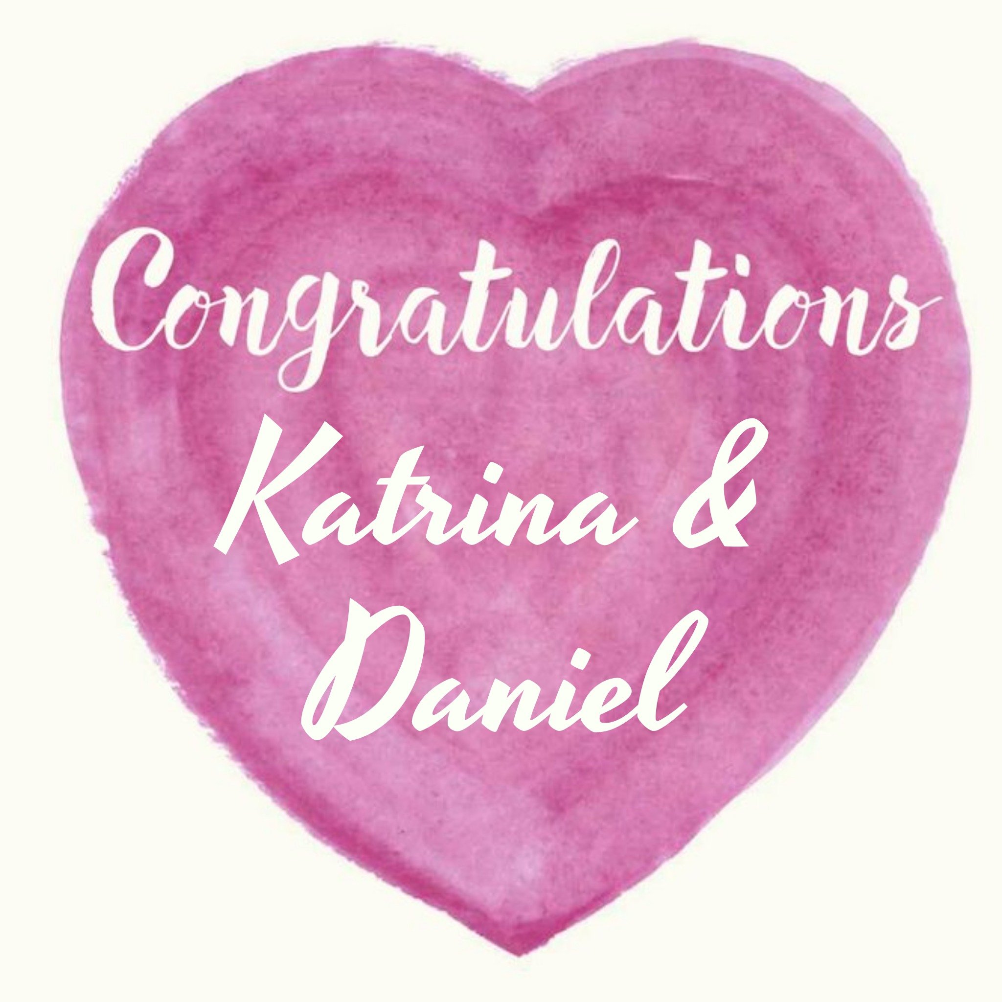 Moonpig Watercolour Pink Heart Personalised Wedding Card