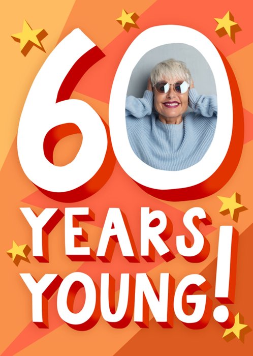 Stylish Minimal 60th Birthday Photo Upload Card