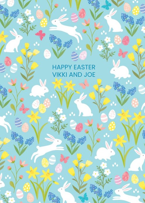 Easter day Card - Happy Easter - Easter eggs - Bunnies