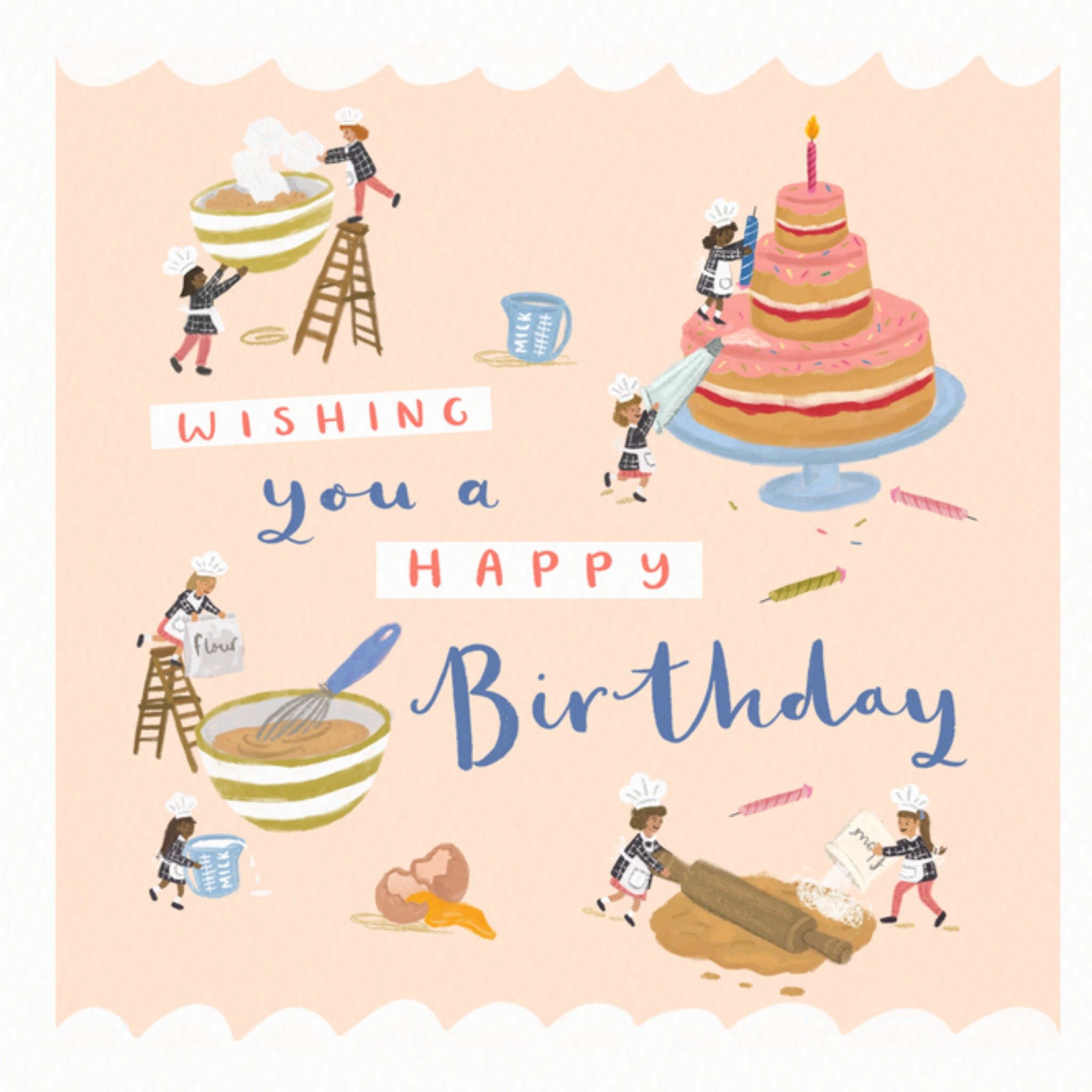 Moonpig Wishing You A Happy Birthday Illustrated Baking Card