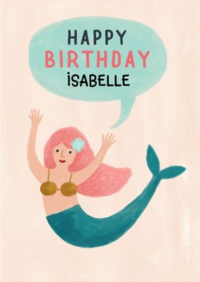 Cute Mermaid Happy Birthday Card