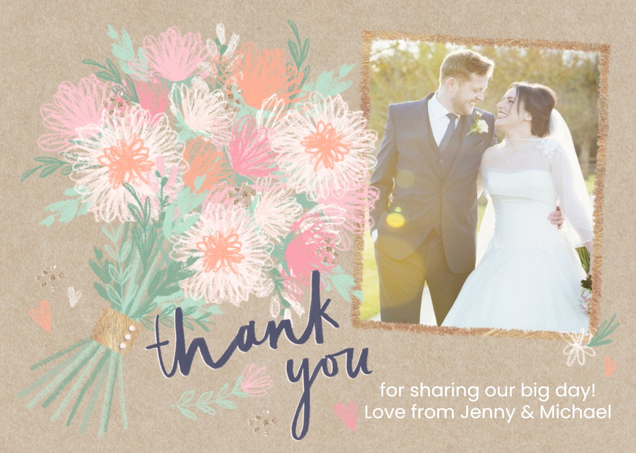 Moonpig Wedding Card - Wedding Day - Wedding Thank You - Photo Upload