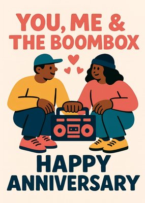 You Me And The Boombox Illustrated Anniversary Card