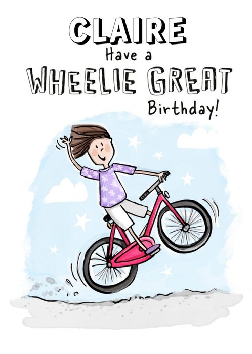 Good Sport Illustrated Bike Customisable Birthday Card