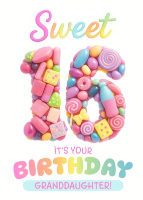 Sweet 16 Granddaughter Birthday Illustrated Candy Card