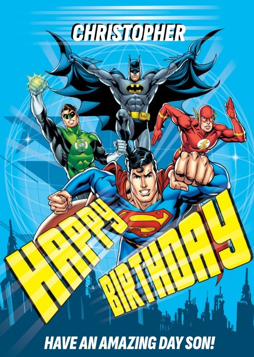 Justice League Batman Superman Personalised Happy Birthday Card