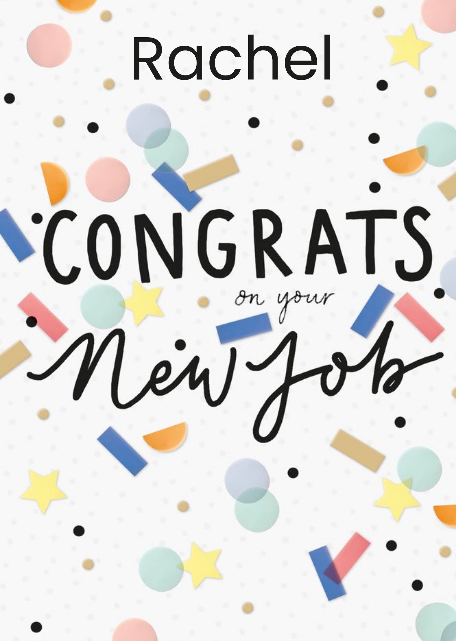 Moonpig Clintons Colourful Confetti Typographic Customisable New Job Card