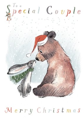 Bear And Hare Special Couple Illustrated Christmas Card