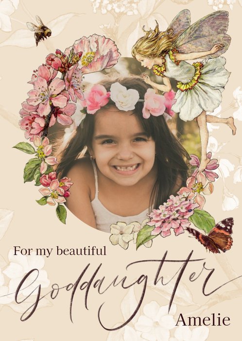 Flower Fairies Beautiful Goddaughter Photo Upload Birthday Card