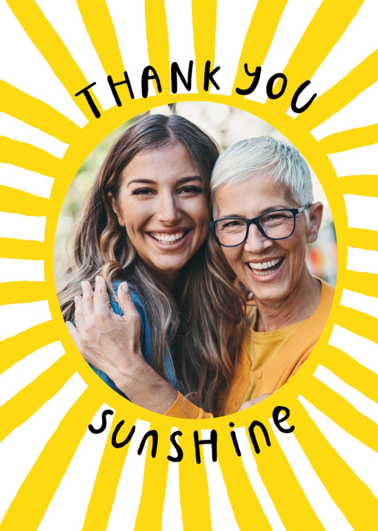 Moonpig Circular Photo Frame Surrounded By Rays Of Sunshine Photo Upload Thank You Card