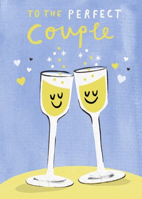 Perfect Couple Champagne Flutes Illustrated Anniversary Card
