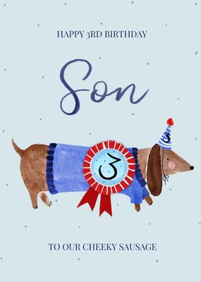 Okey Dokey Illustrated Dog Son 3rd Birthday Card