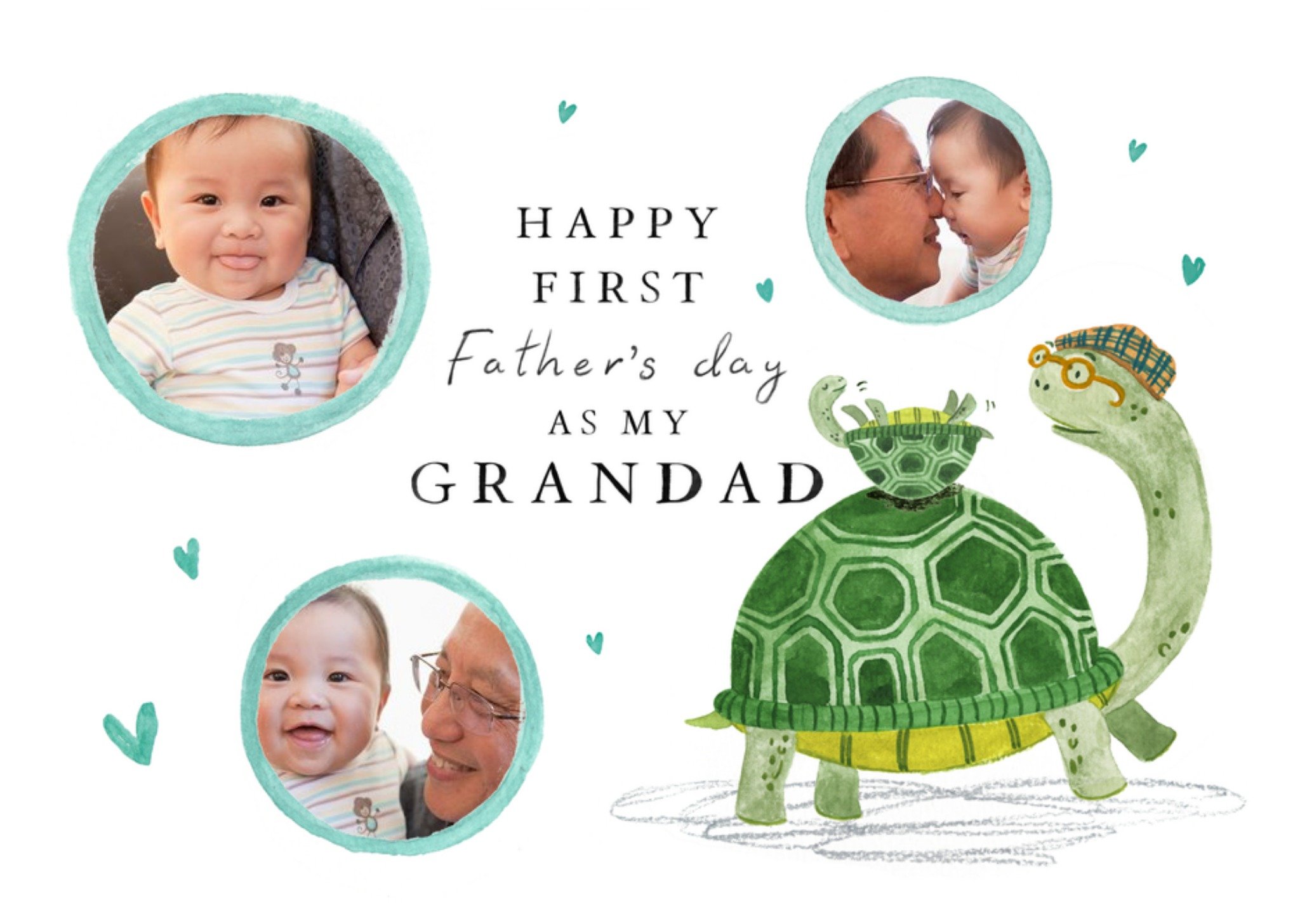 Moonpig First Father's Day Turtle Illustration Photo Upload Card