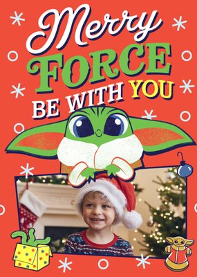 Star Wars The Mandalorian Merry The Force Be With You Photo Upload Christmas Card