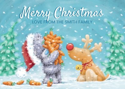 Me To You Tatty Teddy Carrots And Reindeer Personalised Christmas Card