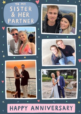 Sister And Her Partner Photo Upload Happy Anniversary Card