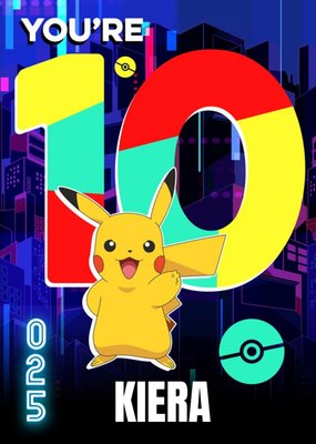 Pokemon Pikachu You're 10 Age Birthday Card