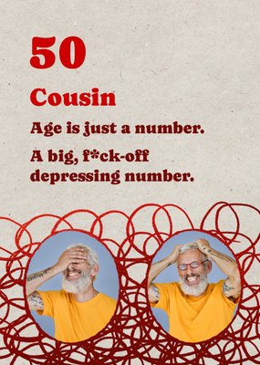 Age Is Just A Number Photo Upload Cousin 50th Birthday Card