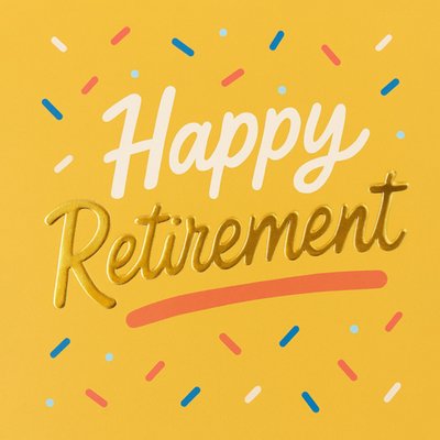 Happy Retirement Typography and Confetti Card 