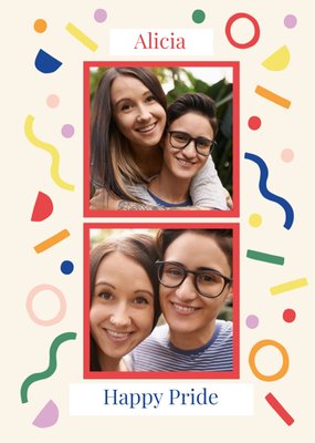 Abstract Confetti Photo Upload Pride Card