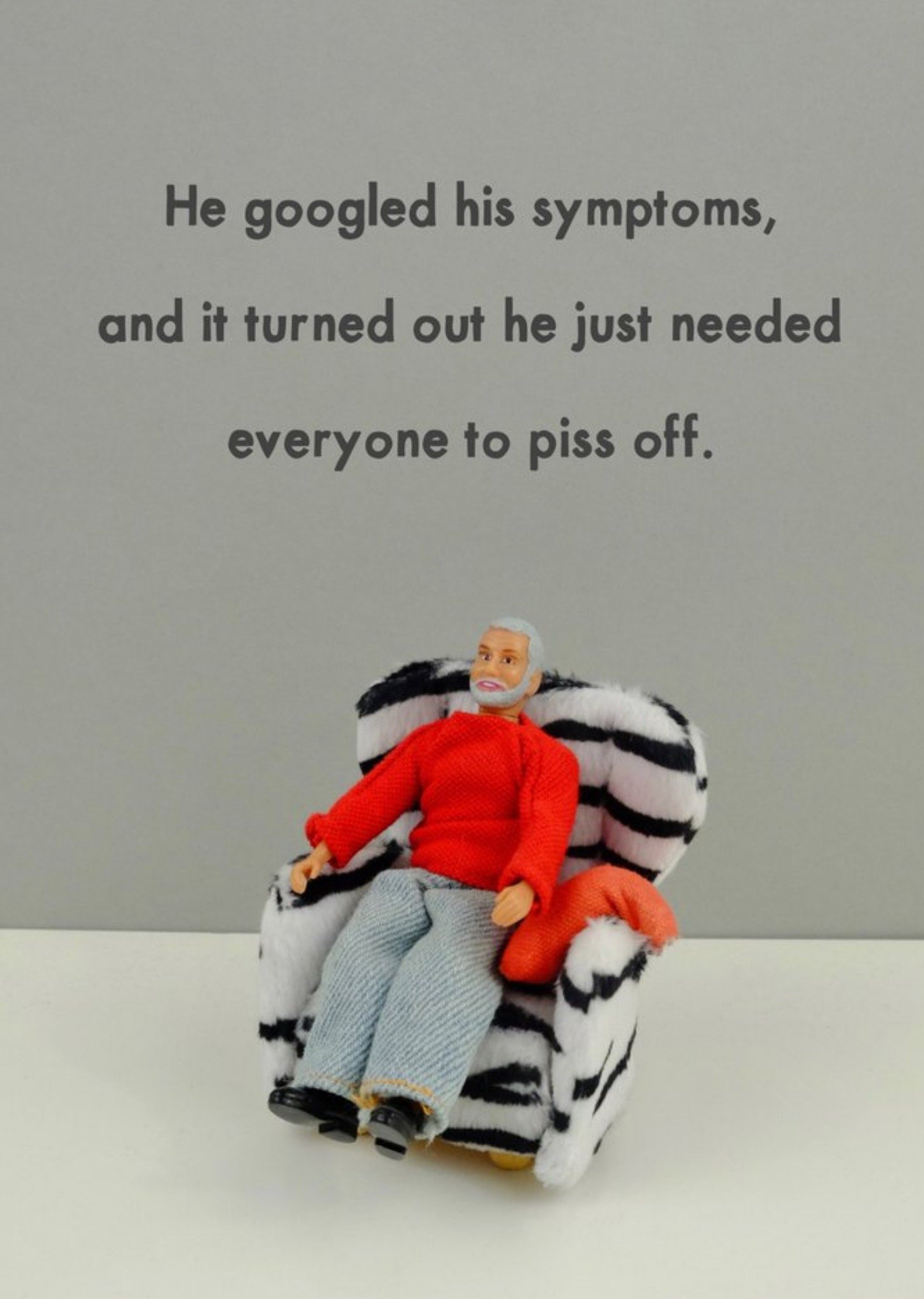 Bold And Bright Funny Photographic Male Figurine In Armchair Rude Humour Card