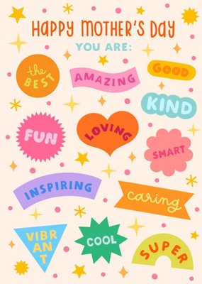 Fun Bright Modern Typographic Inspiring Sentimental Mothers Day Card