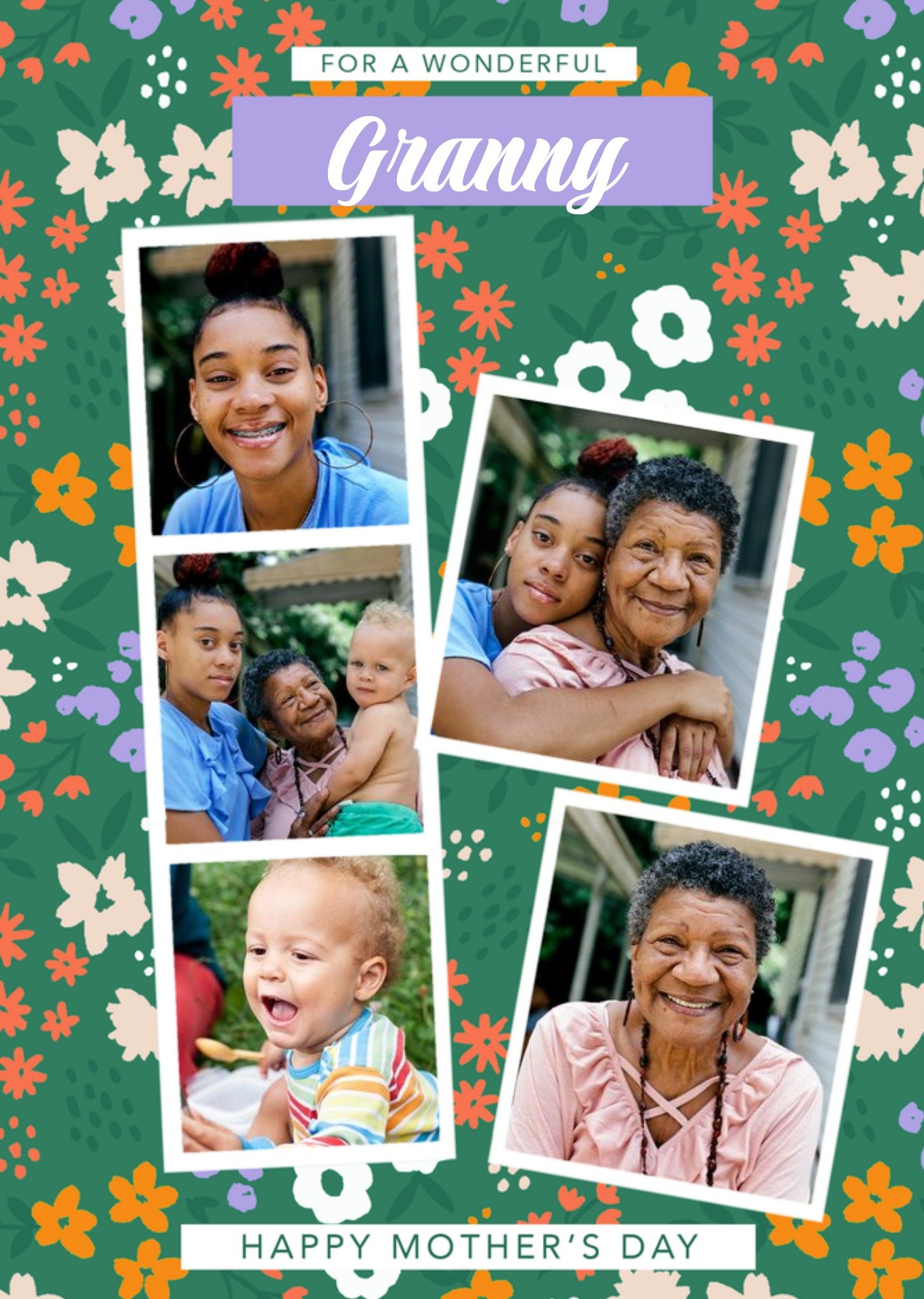 Moonpig Floral Wonderful Granny Photo Upload Mother's Day Card