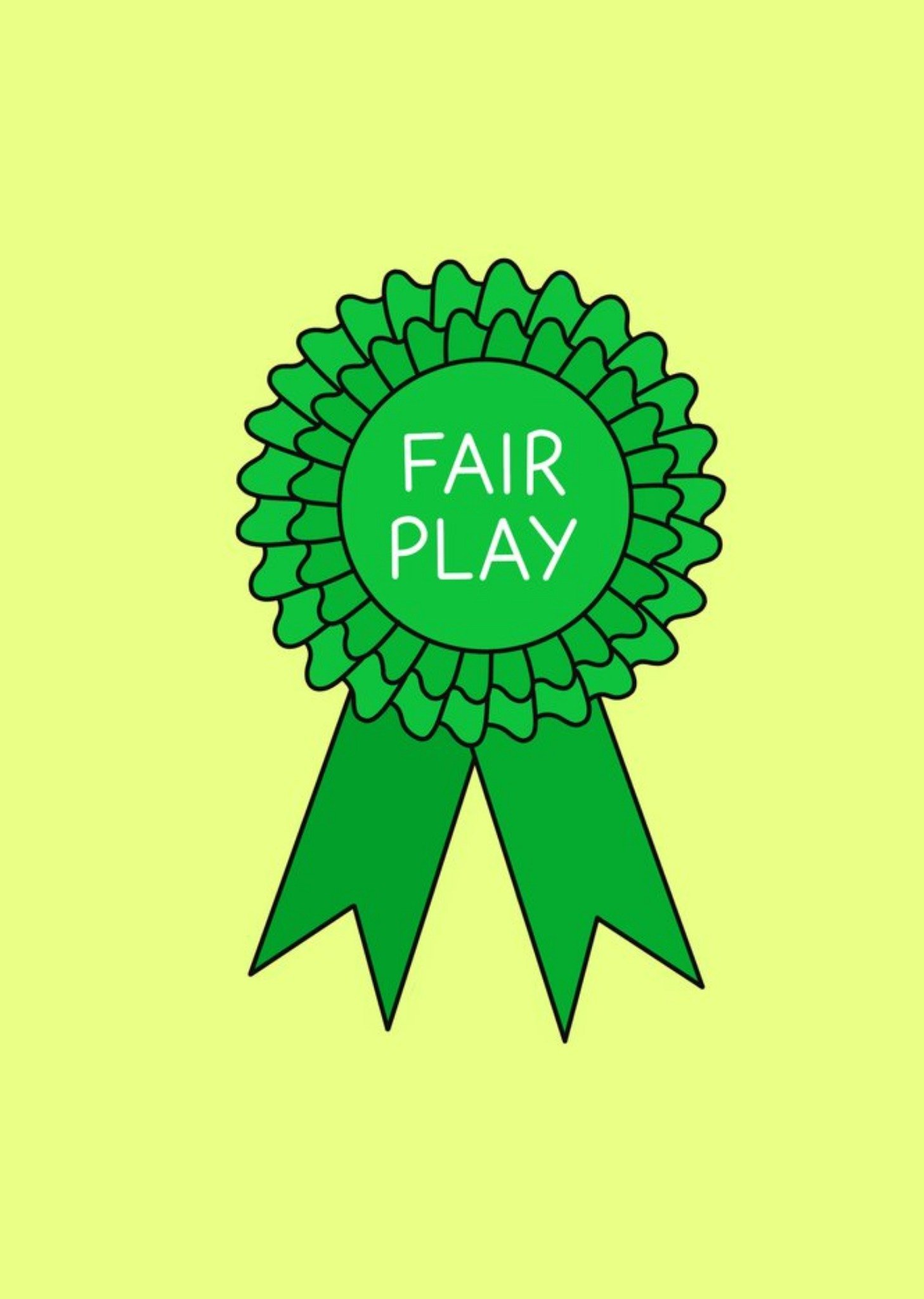 Moonpig Illustration Of A Green Rosette On A Light Green Background Fair Play Card