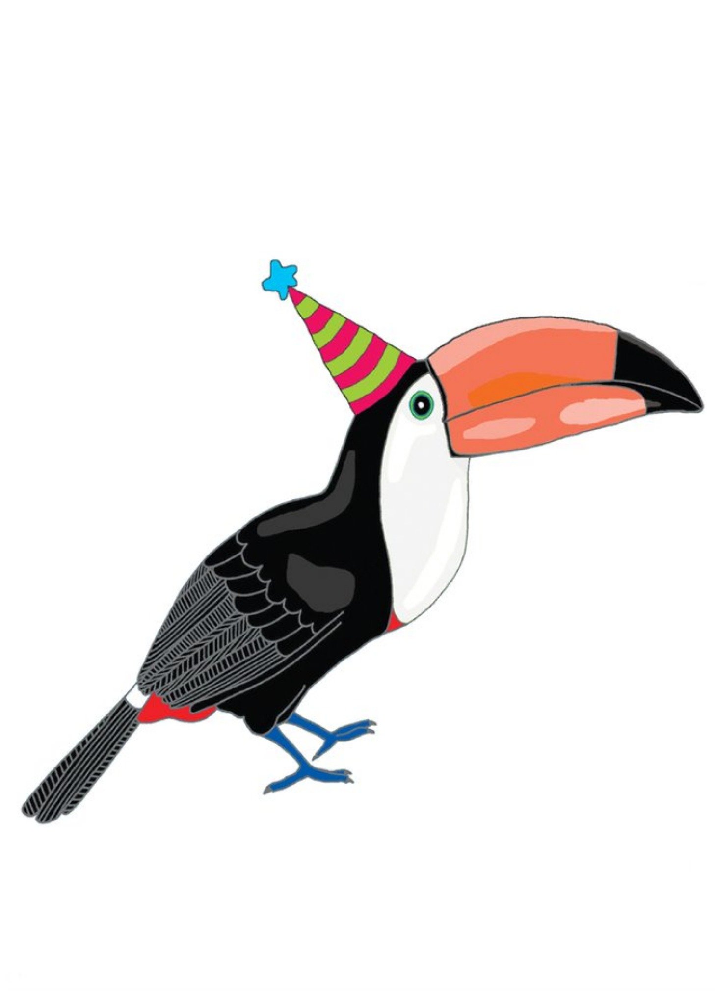 Moonpig Toucan Party Hat Illustration Card Ecard
